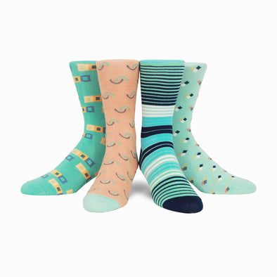 Bright & Colourful Bamboo Crew Length Swanky Socks 4 Pack