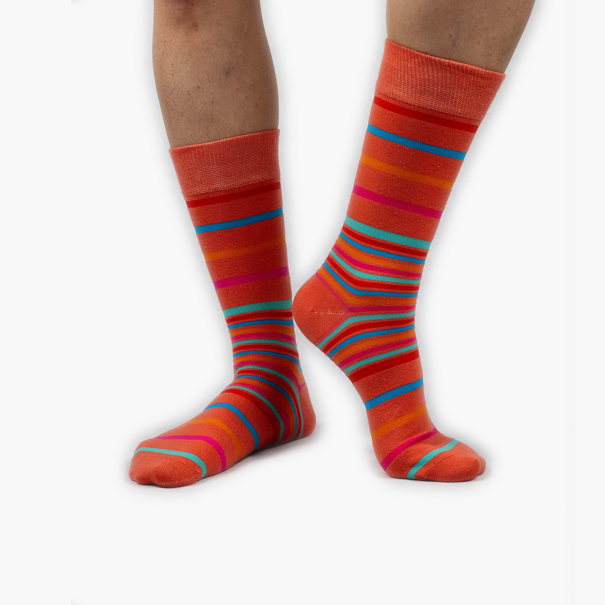 Coral Stripes Merino Wool Dress Swanky Socks