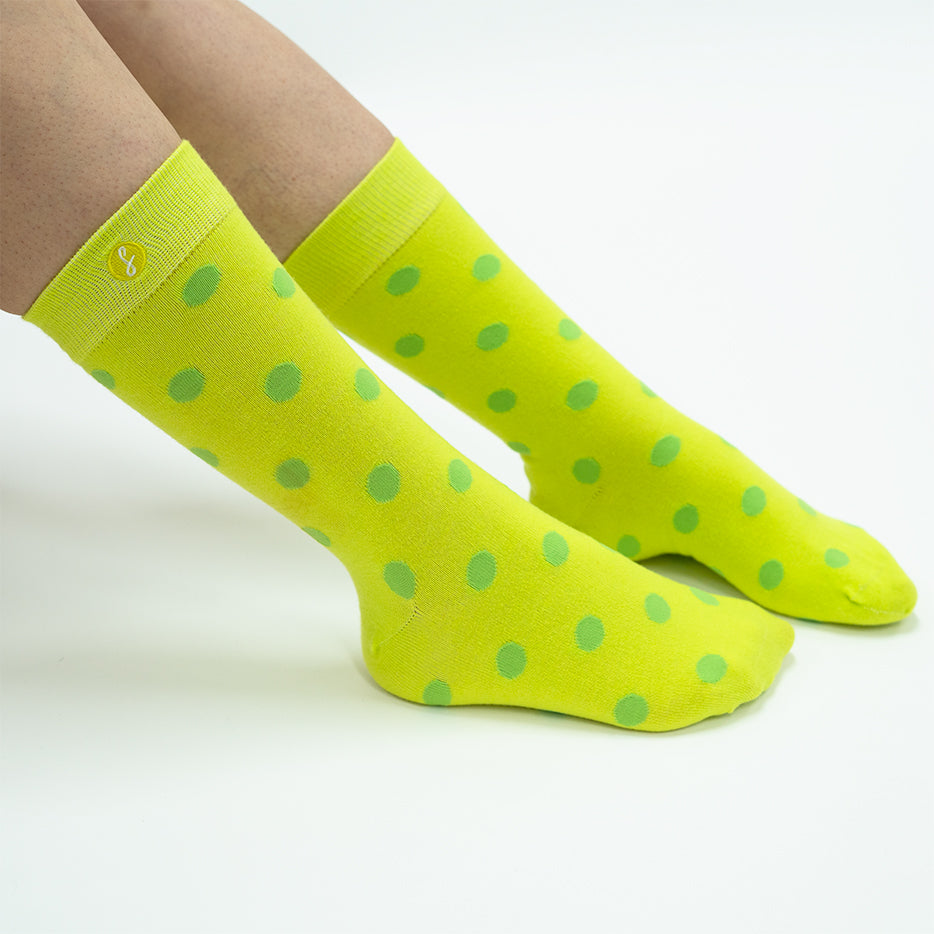 Lime Polka Dot Citron Merino Wool Swanky Socks™