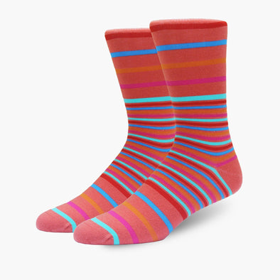 Coral Multi Stripe Merino Wool Dress Swanky Socks - SwankySocks