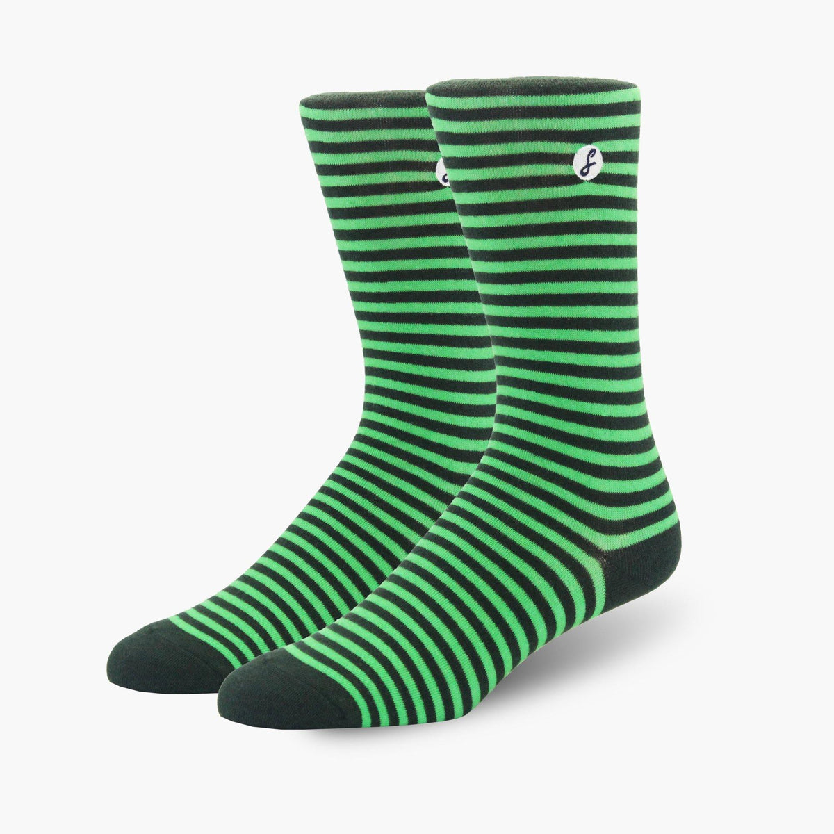 Green Stripe Combed Cotton Crew Length Swanky Socks - SwankySocks