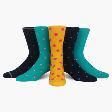 5 Pack Mixed Colourful Polka Dot Merino Wool Swanky Socks