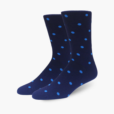 Navy Blue Polka Dot Merino Wool Dress Swanky Socks - SwankySocks