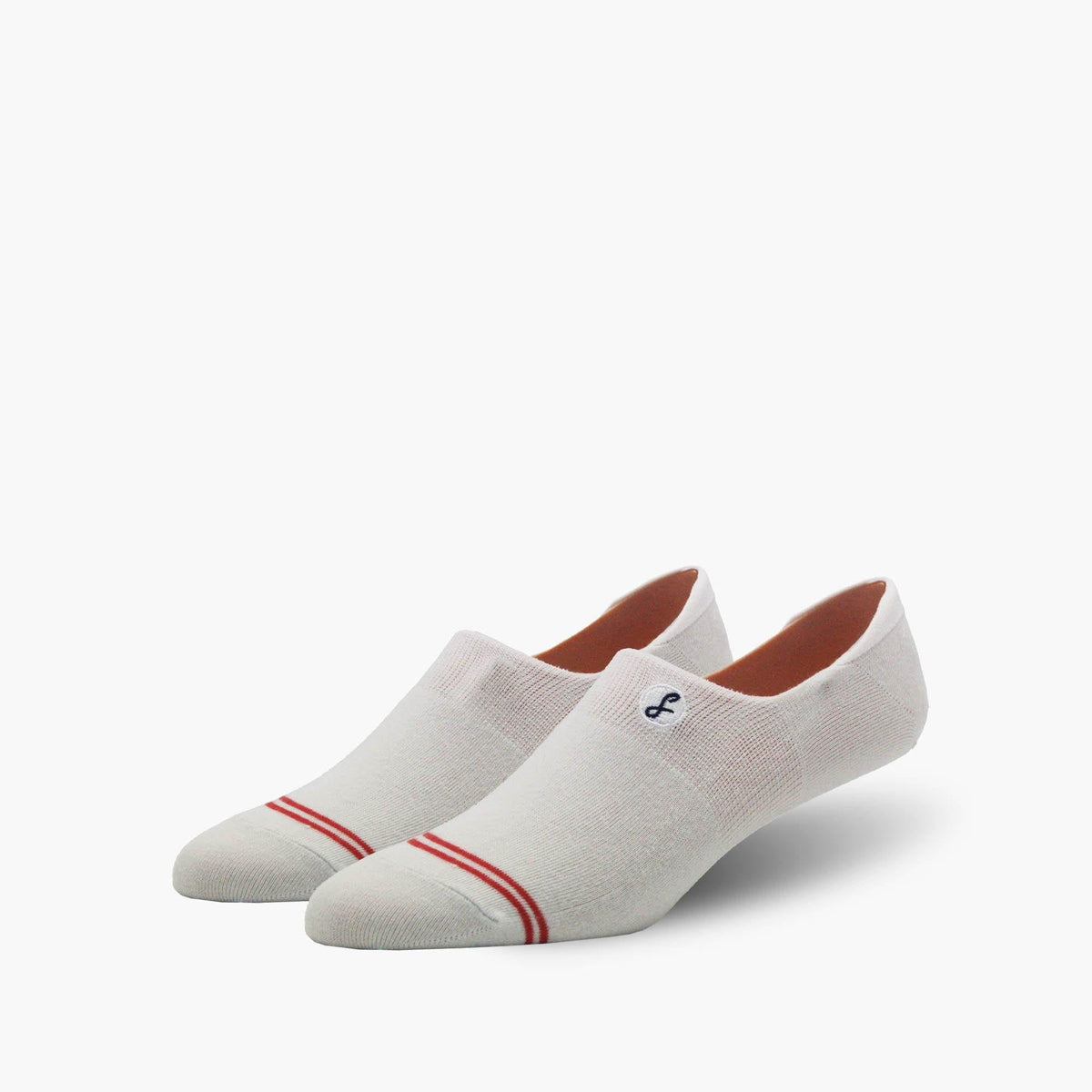 Plain Off-White Coral Striped Combed Cotton No-Show Swanky Socks - SwankySocks