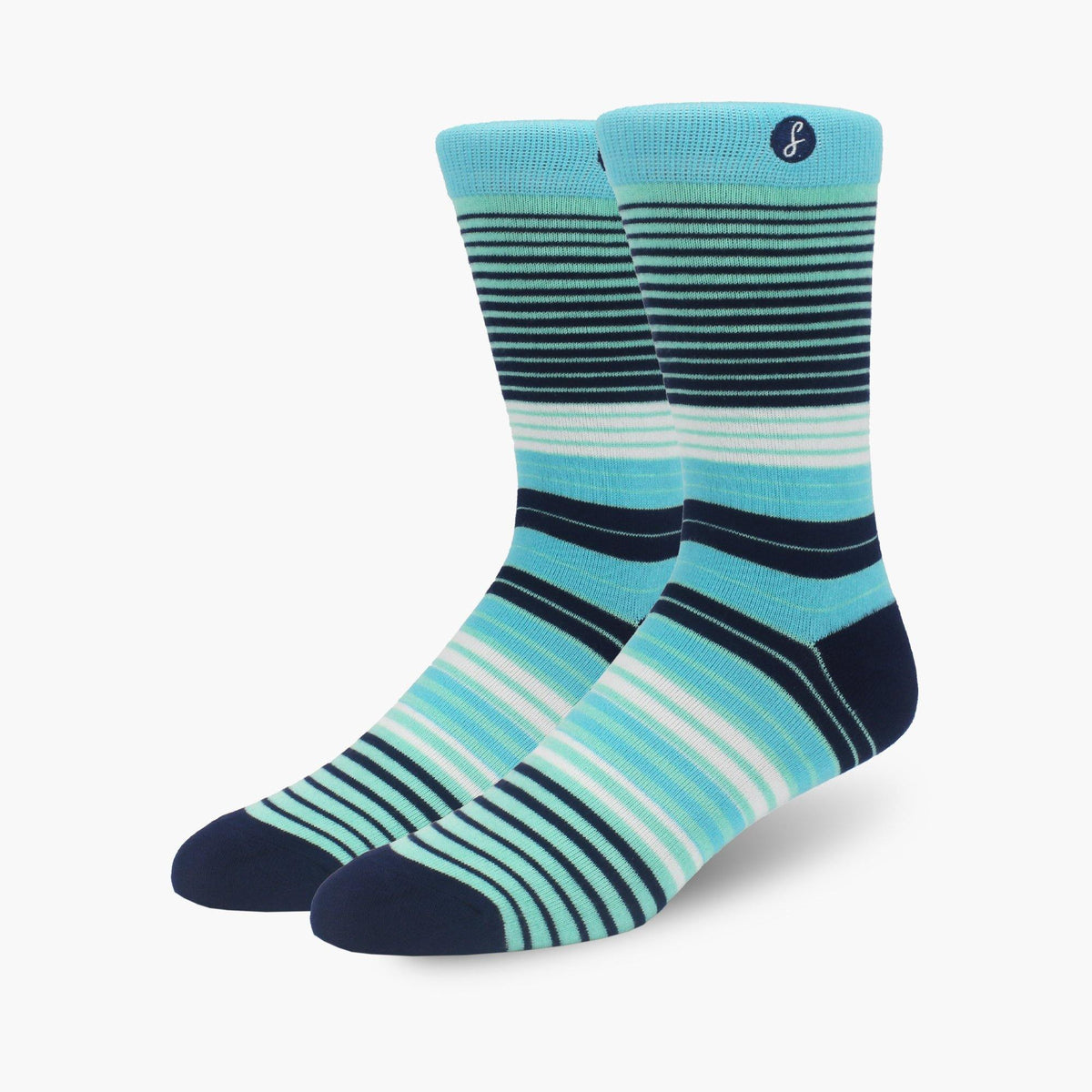 Teal Multi Striped Bamboo Crew Length Swanky Socks - SwankySocks