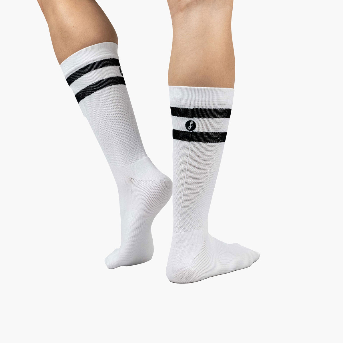 Two Stripe White Compression Gym Socks