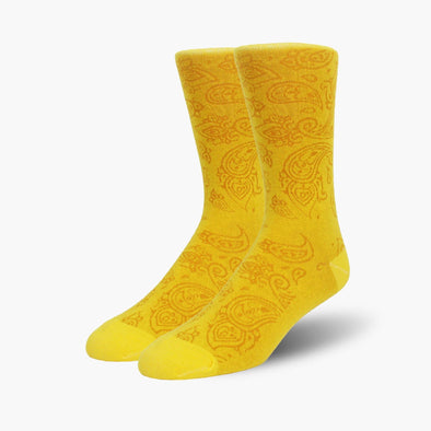 Yellow Paisley Combed Cotton Crew Length Swanky Socks - SwankySocks