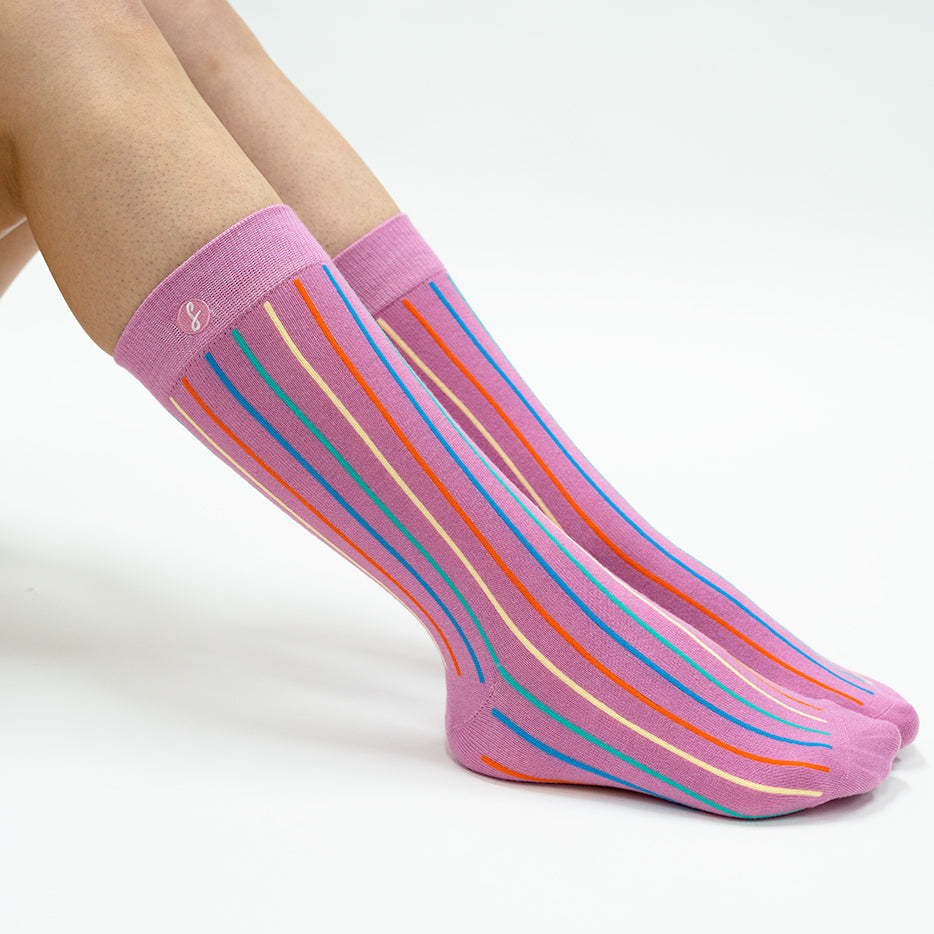 Colourful Vertical Stripe Cosmopolitan Merino Wool  Socks